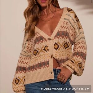 Baltic Born Beige and Brown Patterned Cardigan